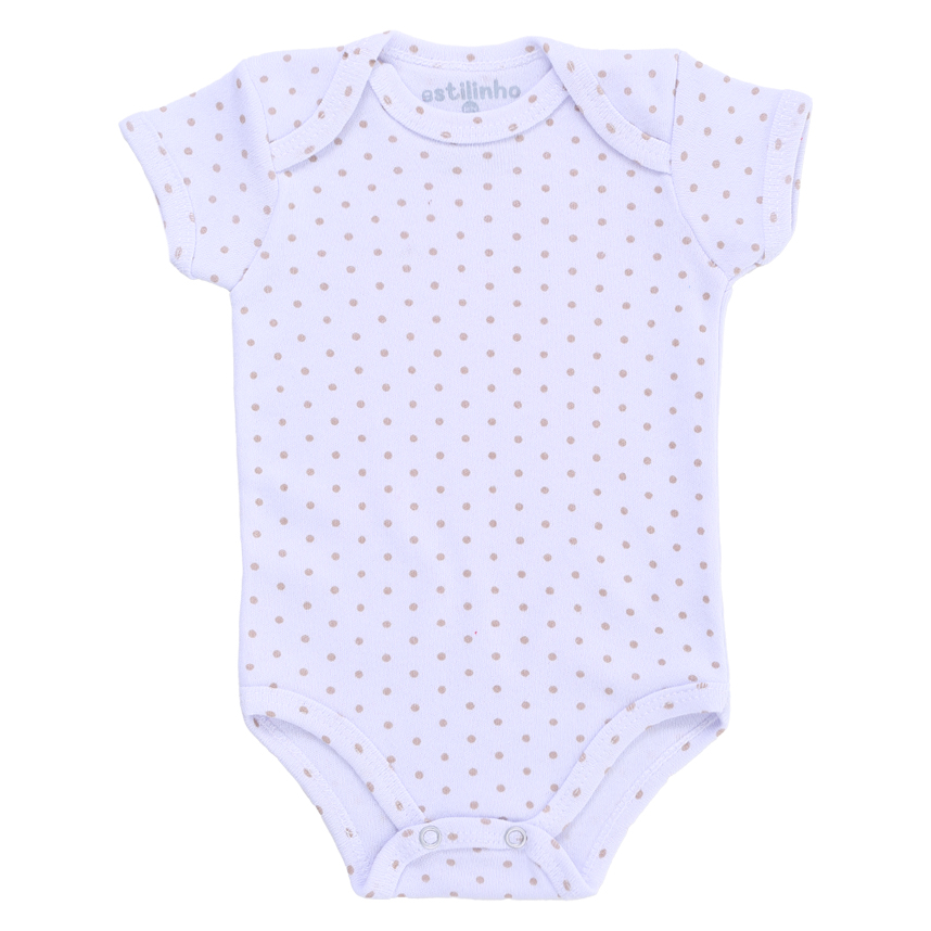 Kit Body Bebê Estilinho Manga Curta Estampa Coração 3 Peças Kit Body Bebê Estilinho Manga Curta Estampa Coração 3 Peças