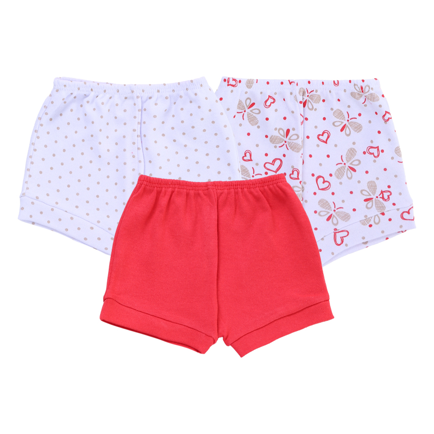 Kit Short Bebê Estilinho  Estampa Poá E Coração 3 Peças Kit Short Bebê Estilinho  Estampa Poá E Coração 3 Peças