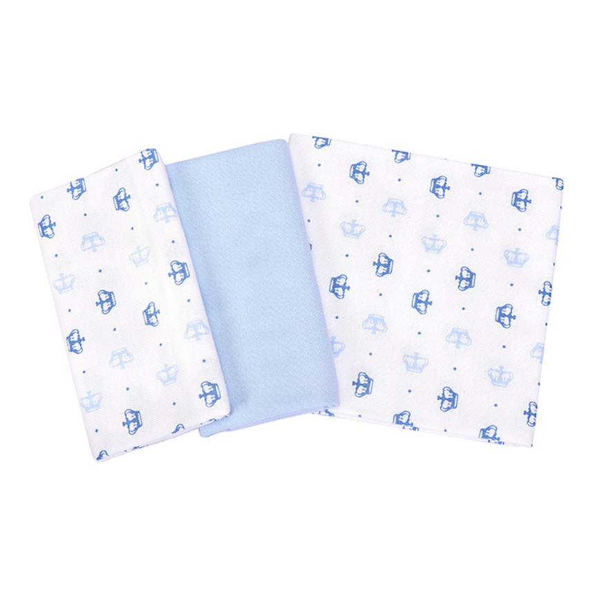 Kit Cueiro Reininho Estampa Coroa Azul 3 Peças