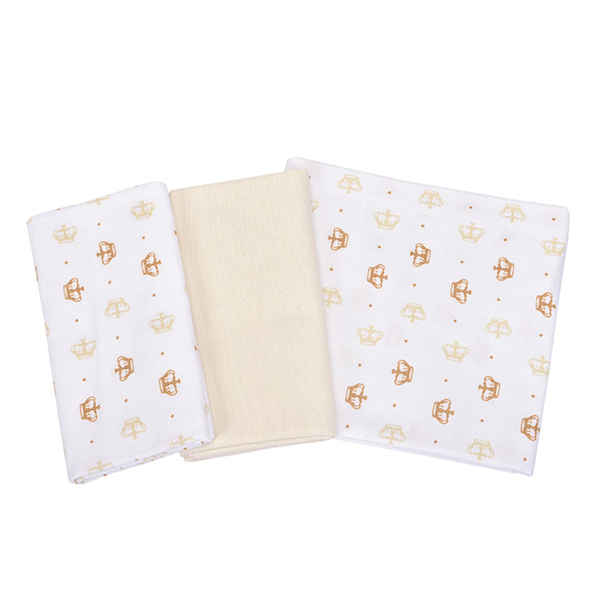 Kit Cueiro Reininho Estampa Coroa Bege 3 Peças