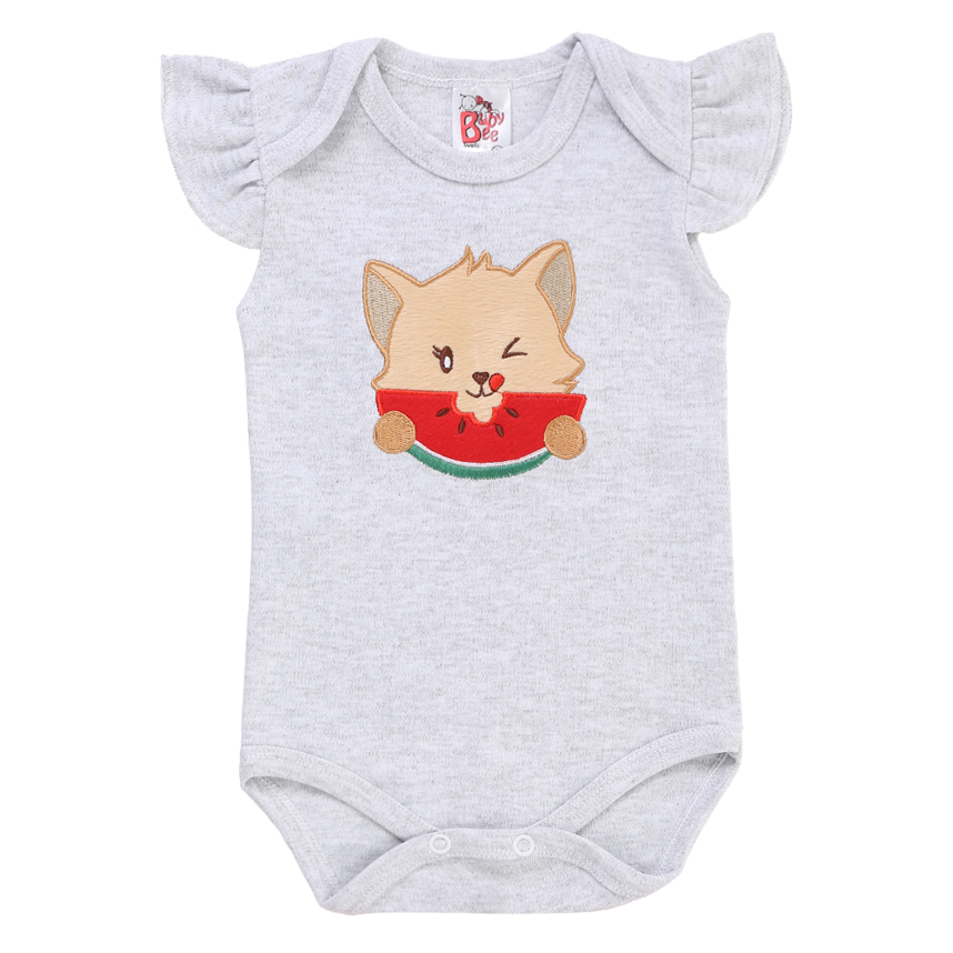 Conjunto Bebê Baby Bee Body Estampa Gatinha E Short Listras Conjunto Bebê Baby Bee Body Estampa Gatinha E Short Listras