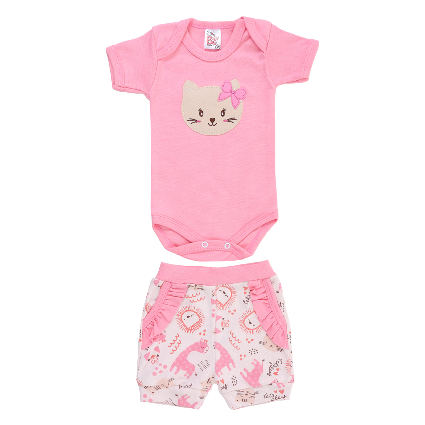 Conjunto Bebê Baby Bee Body E Short Bordado Safari Conjunto Bebê Baby Bee Body E Short Bordado Safari