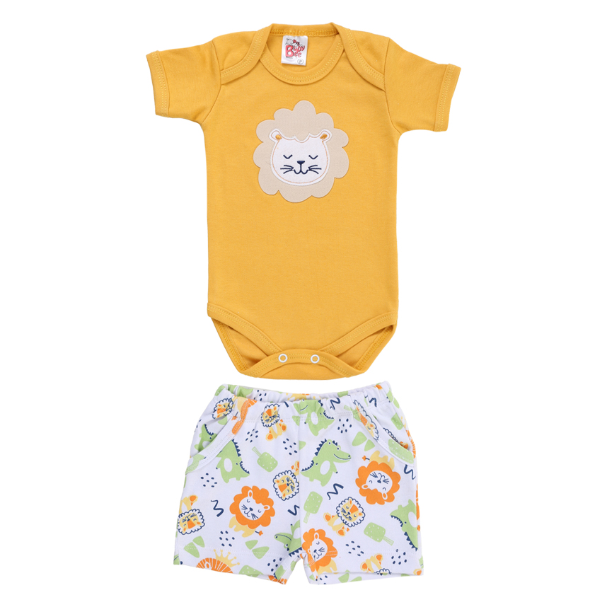 Conjunto Bebê Baby Bee Body E Bermuda Estampa Safari Conjunto Bebê Baby Bee Body E Bermuda Estampa Safari