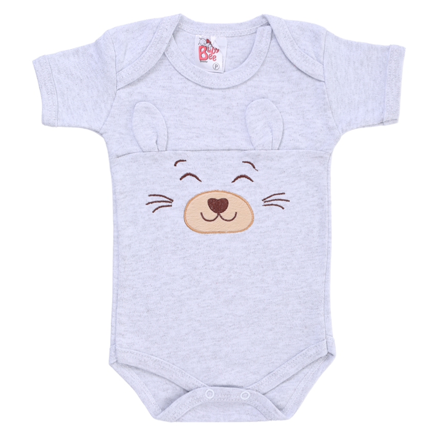 Body Curto Bebê Baby Bee Manga Curta Urso Detalhe Orelha Body Curto Bebê Baby Bee Manga Curta Urso Detalhe Orelha