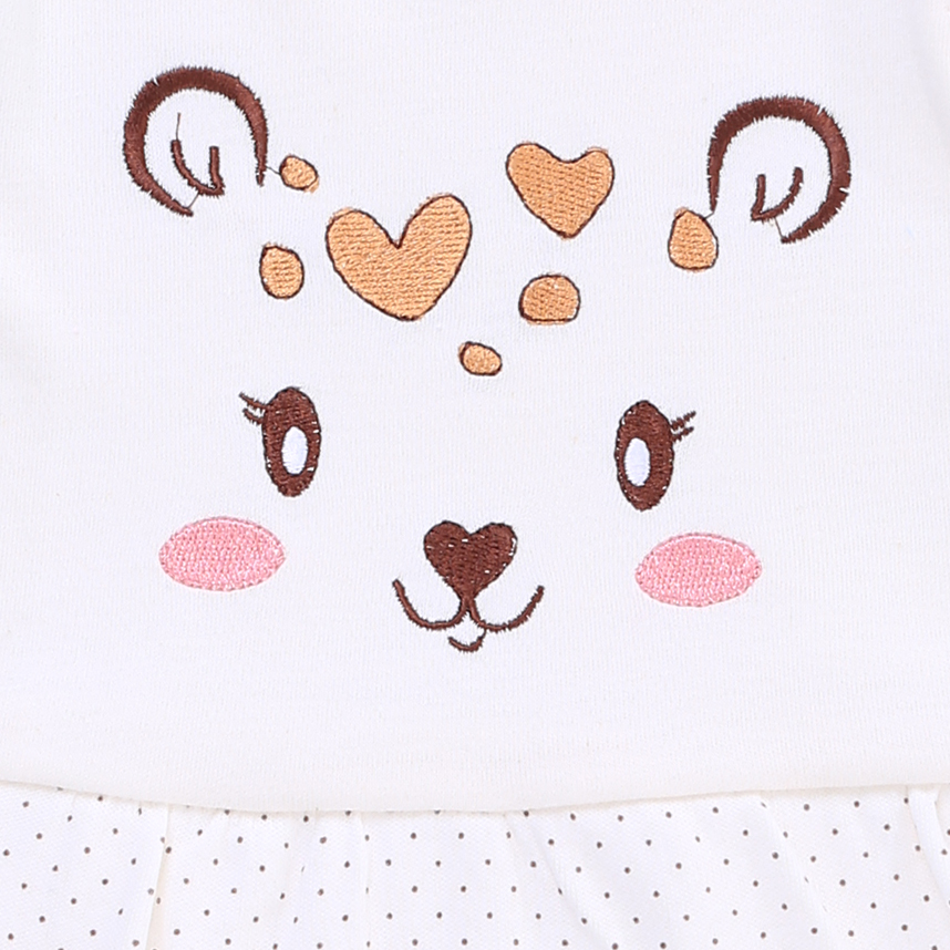 Body Bebê Baby Bee Manga Cavada Estampa Ursa Saia Poá