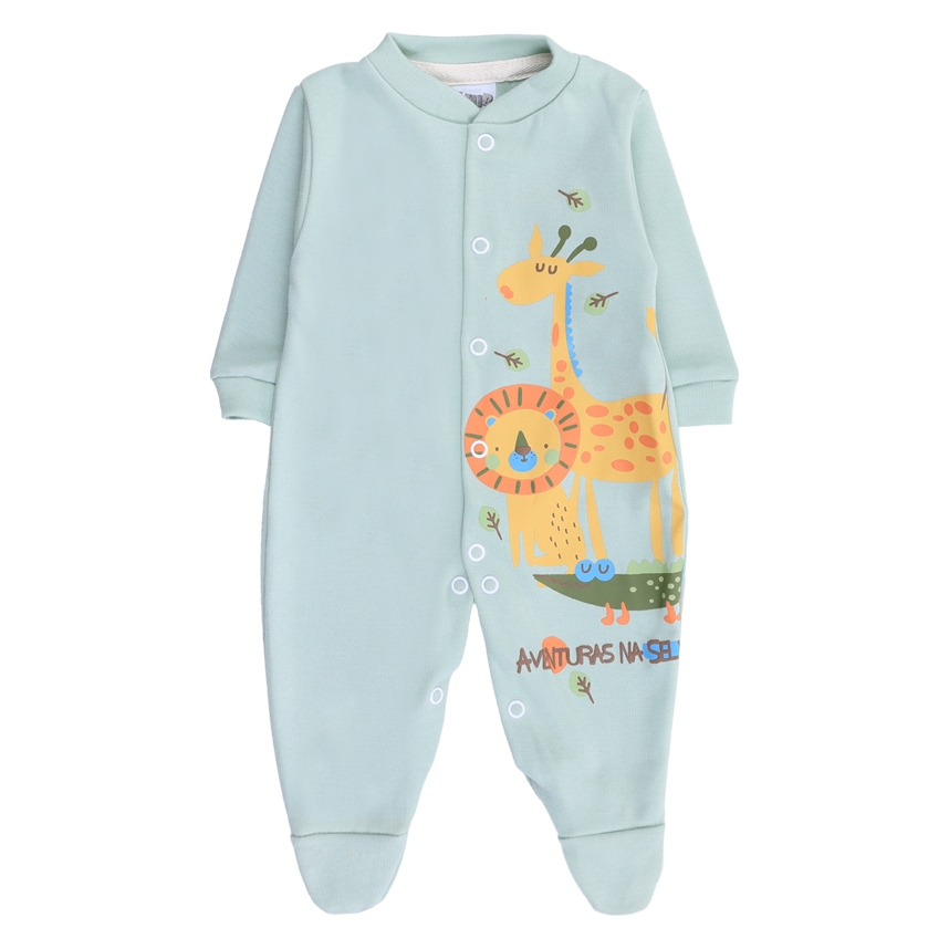 Macacão Longo Bebê Klub Kids Safari Em Suedine