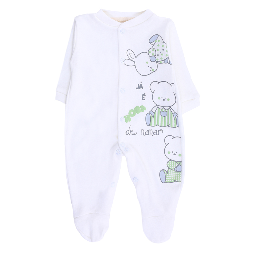 Macacão Longo Bebê Klub Kids Urso E Coelho Em Suedine