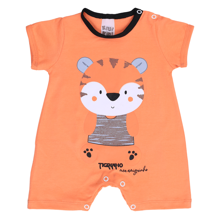 Macacão Curto Bebê Klub Kids Tigre Em Suedine