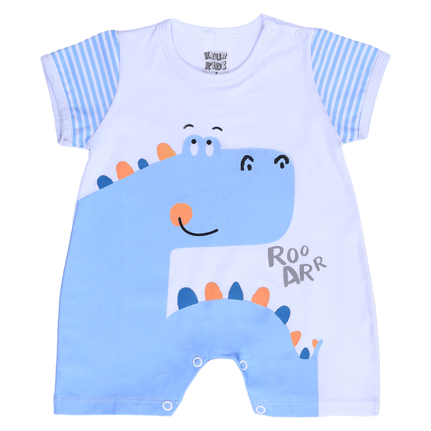 Macacão Curto Bebê Klub Kids Dinossauro Em Suedine