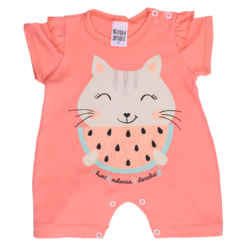 Macacão Curto Bebê Klub Kids Gatinha Em Suedine
