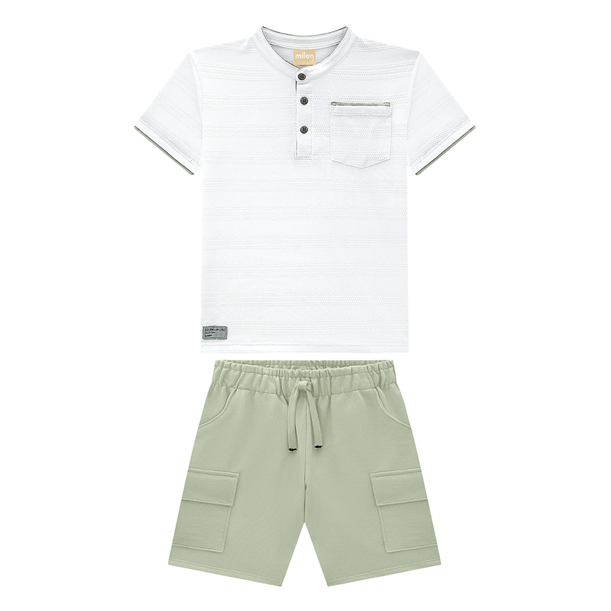 Conjunto Infantil Milon Camiseta E Bermuda Moletom