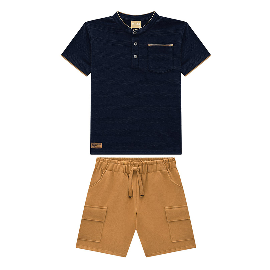 Conjunto Infantil Milon Camiseta E Bermuda Moletom