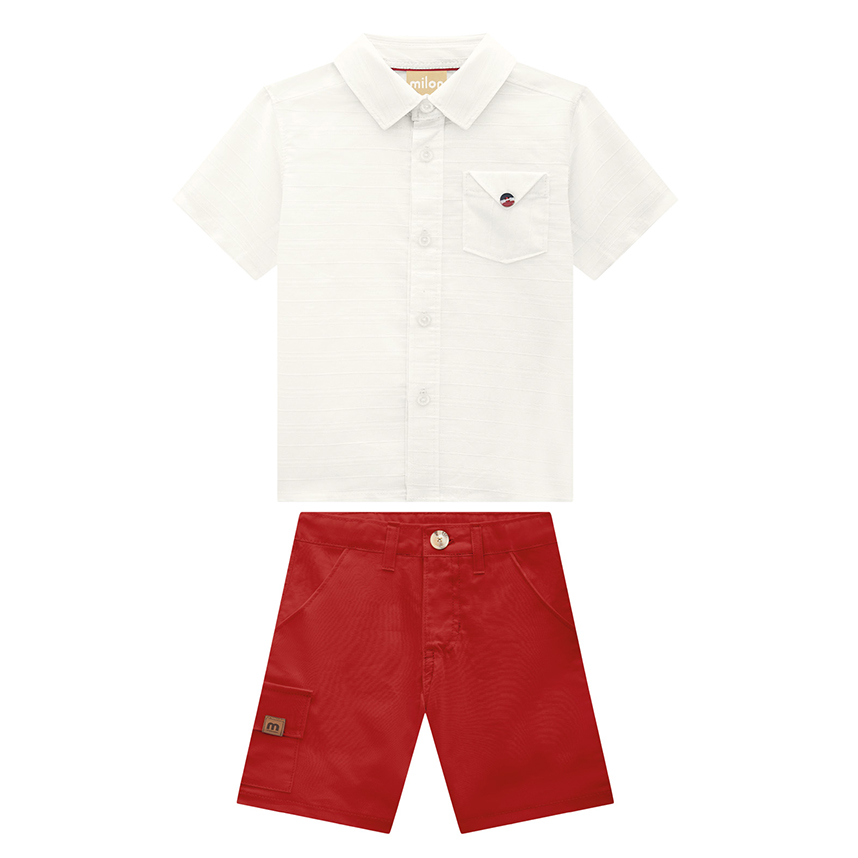Conjunto Infantil Milon Camisa E Bermuda Sarja