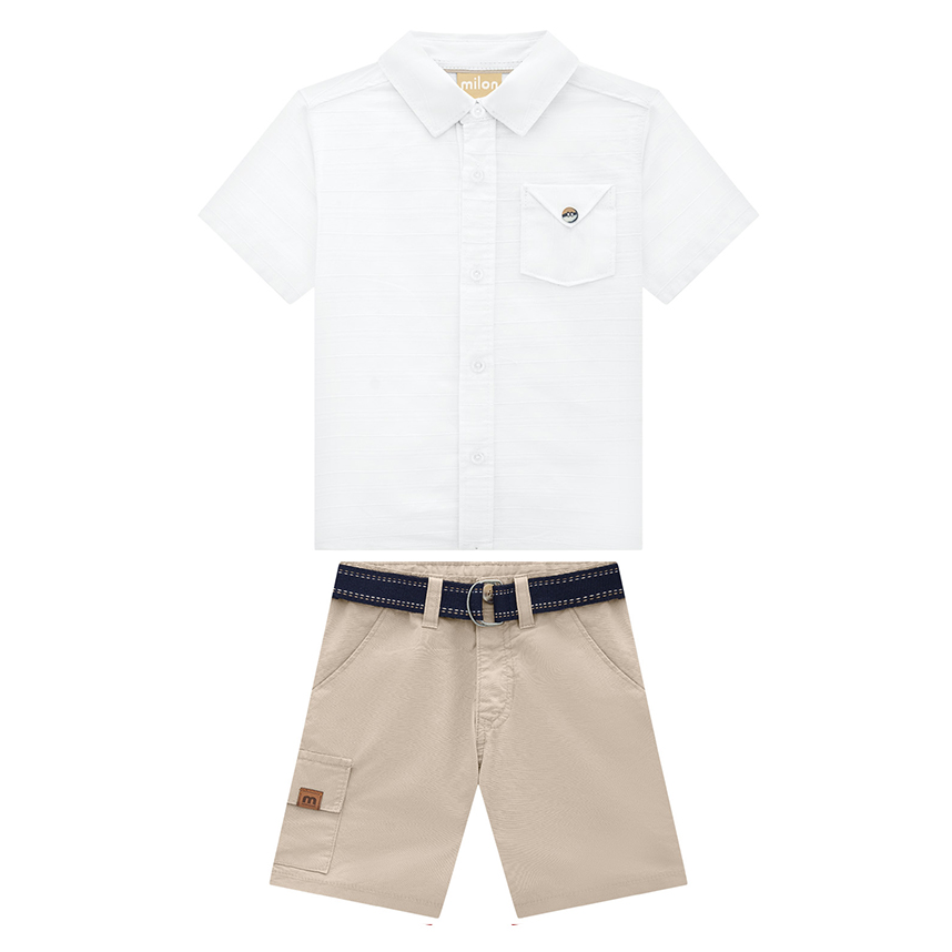 Conjunto Infantil Milon Camisa E Bermuda Sarja