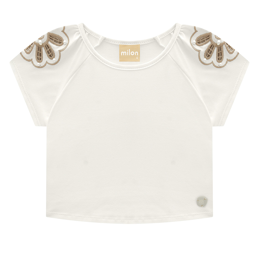 Blusa Cropped Infantil Milon Bordada Em Cotton