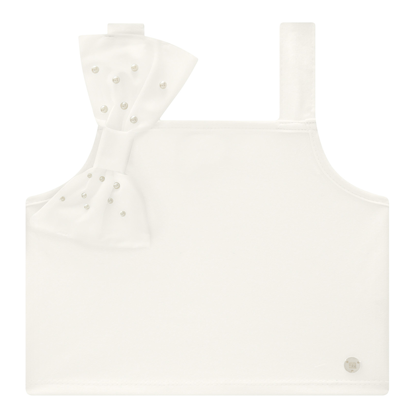 Blusa Cropped Infantil Milon Aplicação de Laço Em Tricoline