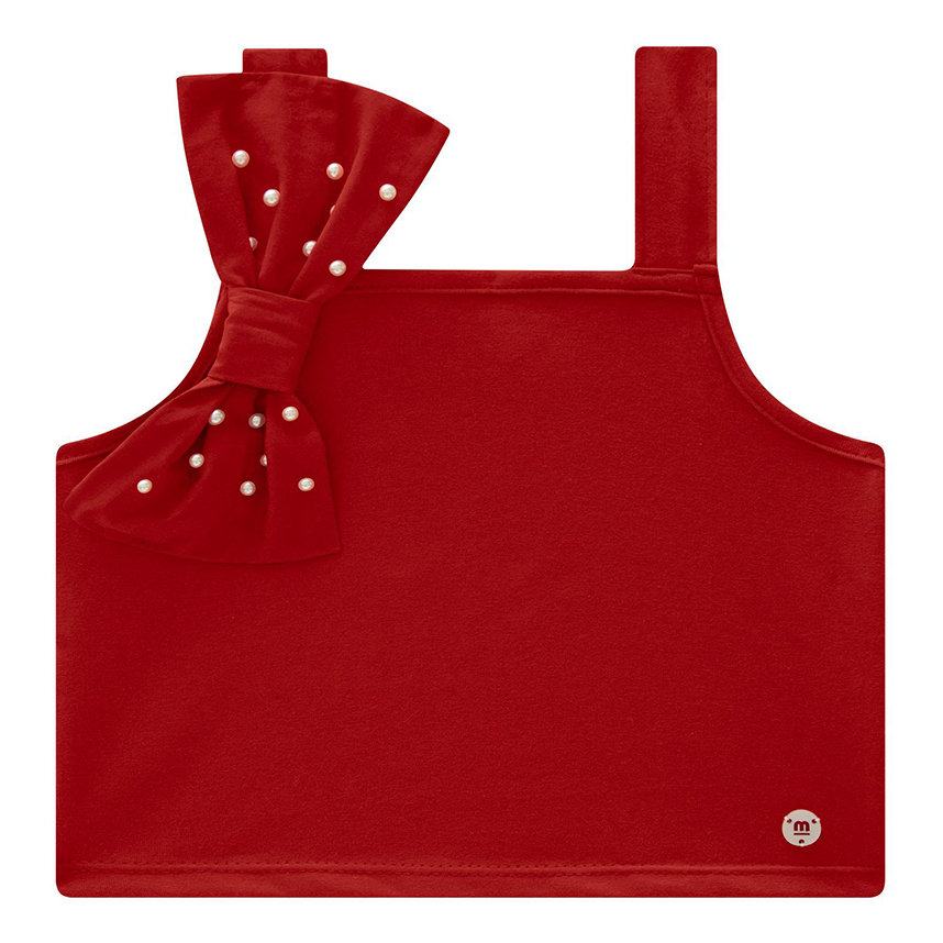 Blusa Cropped Juvenil Milon Aplicação de Laço Em Tricoline
