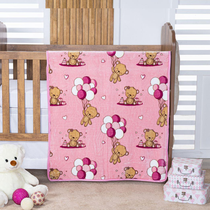 Cobertor Bebê Etruria Com Estampa Ursa E Balão