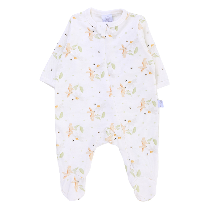 Macacão Longo Bebê Piu Piu Estampa Coelho Em Suedine