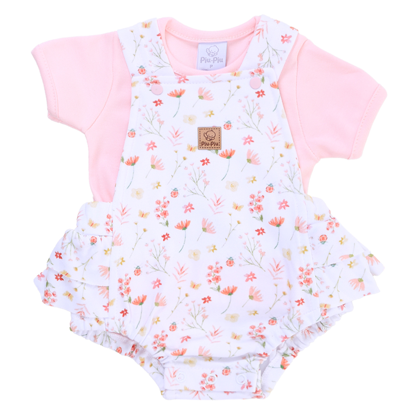 Banho De Sol Bebê Piu Piu Joaninha E Body Liso 2 Peças