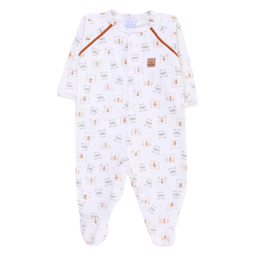 Macacão Longo Bebê Piu Piu Estampa Urso Em Suedine