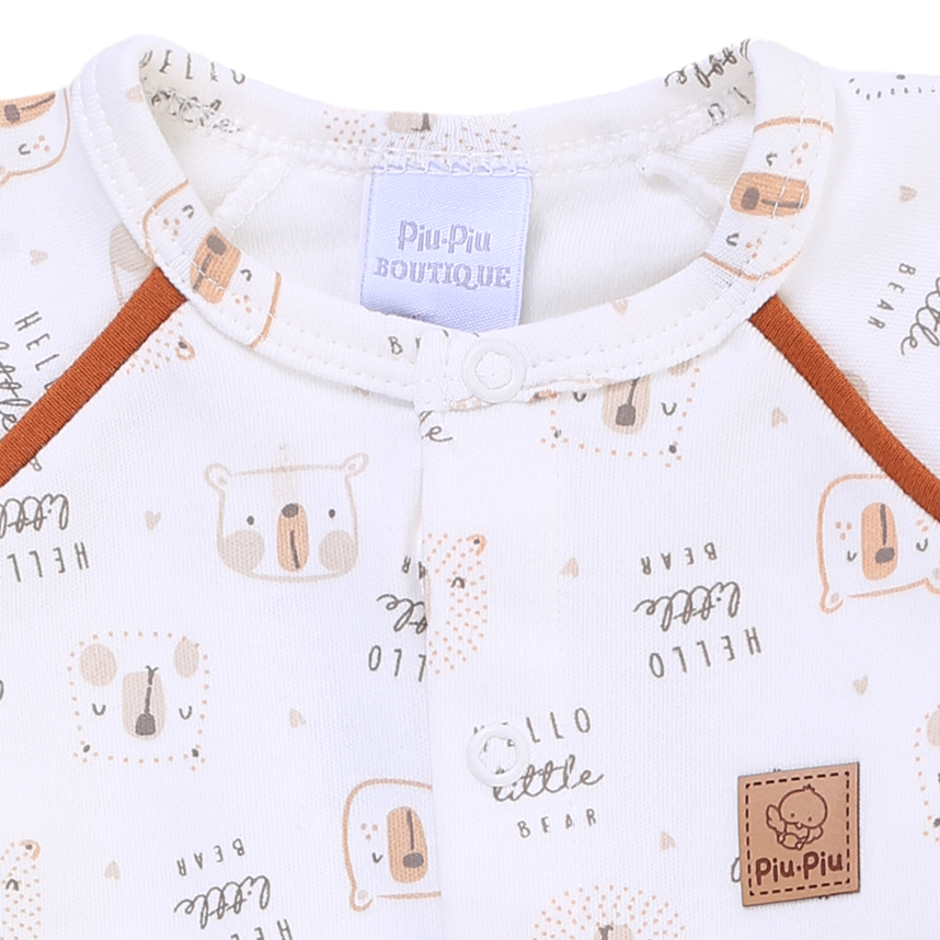 Macacão Longo Bebê Piu Piu Estampa Urso Em Suedine Macacão Longo Bebê Piu Piu Estampa Urso Em Suedine