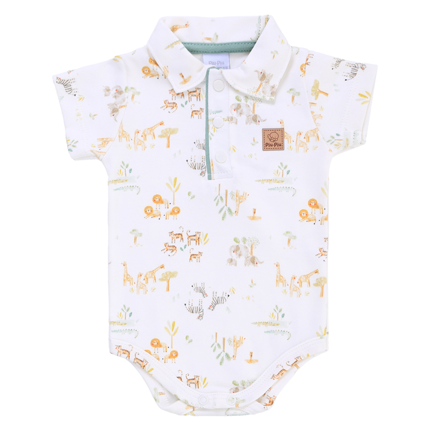 Conjunto Bebê Piu Piu Body Estampa Selva E Bermuda