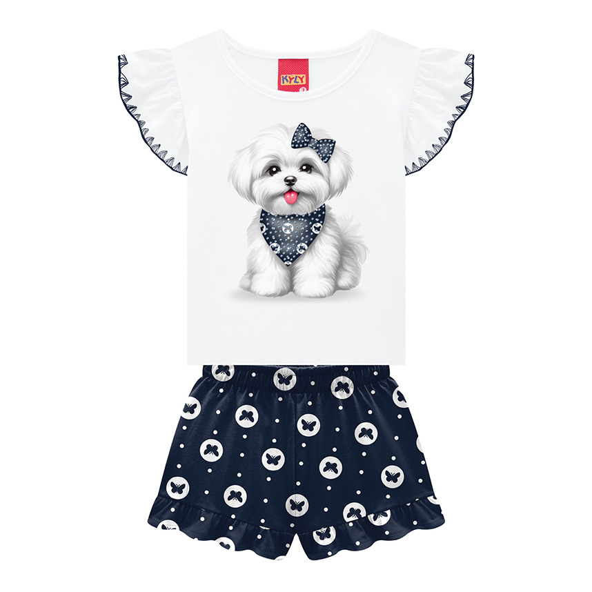 Conjunto Bebê Kyly Blusa Estampa Cachorro E Short Conjunto Bebê Kyly Blusa Estampa Cachorro E Short
