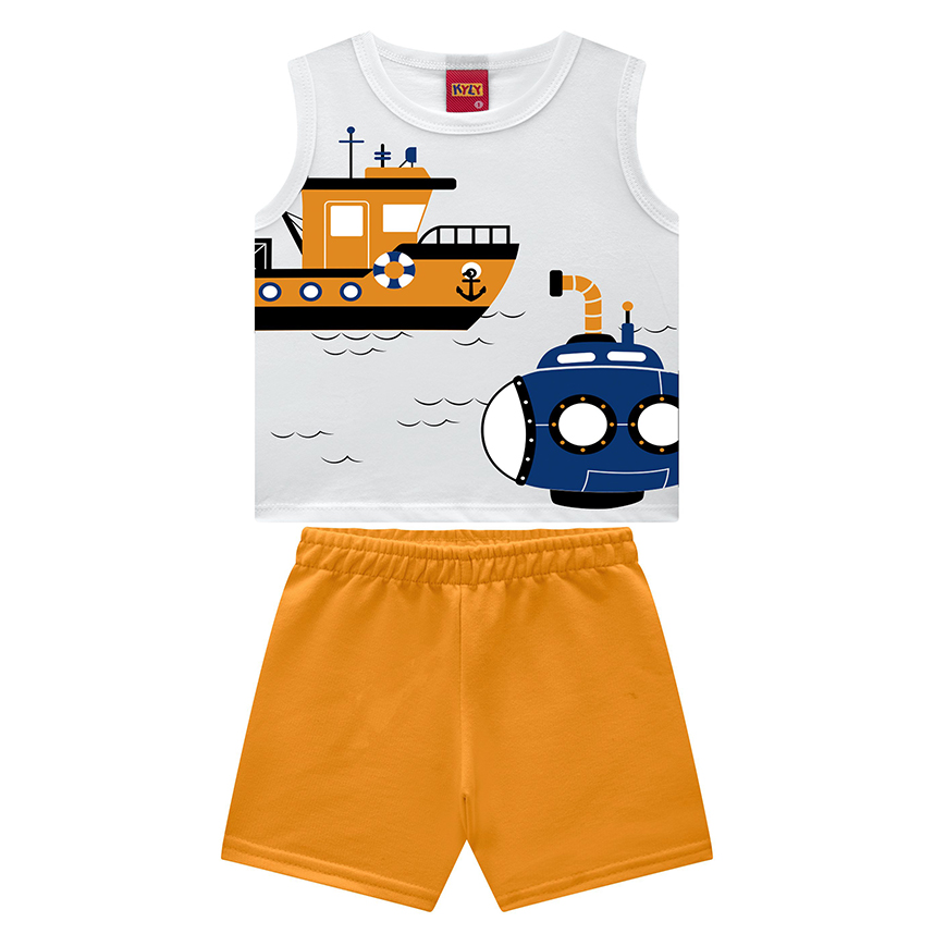 Conjunto Bebê Kyly Camiseta Regata Estampada E Bermuda Conjunto Bebê Kyly Camiseta Regata Estampada E Bermuda