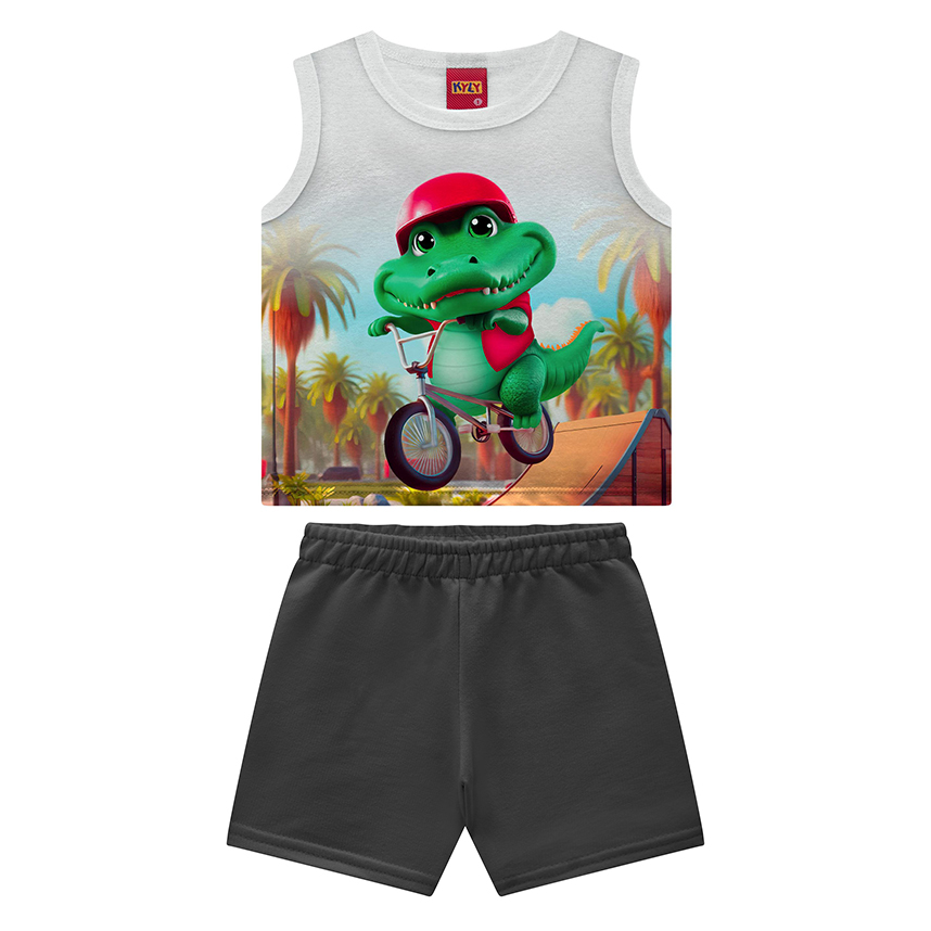 Conjunto Bebê Kyly Camiseta Regata Estampada E Bermuda Conjunto Bebê Kyly Camiseta Regata Estampada E Bermuda