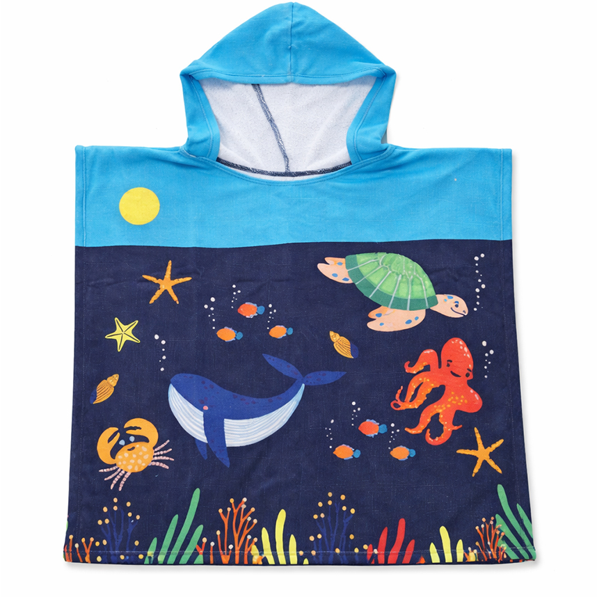 Toalha Poncho Linha Praia Everly Estampa Tubarão