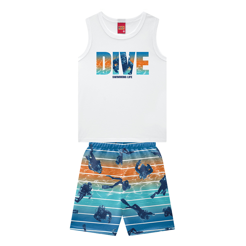 Conjunto Infantil Kyly Camiseta Regata Estampada E Bermuda