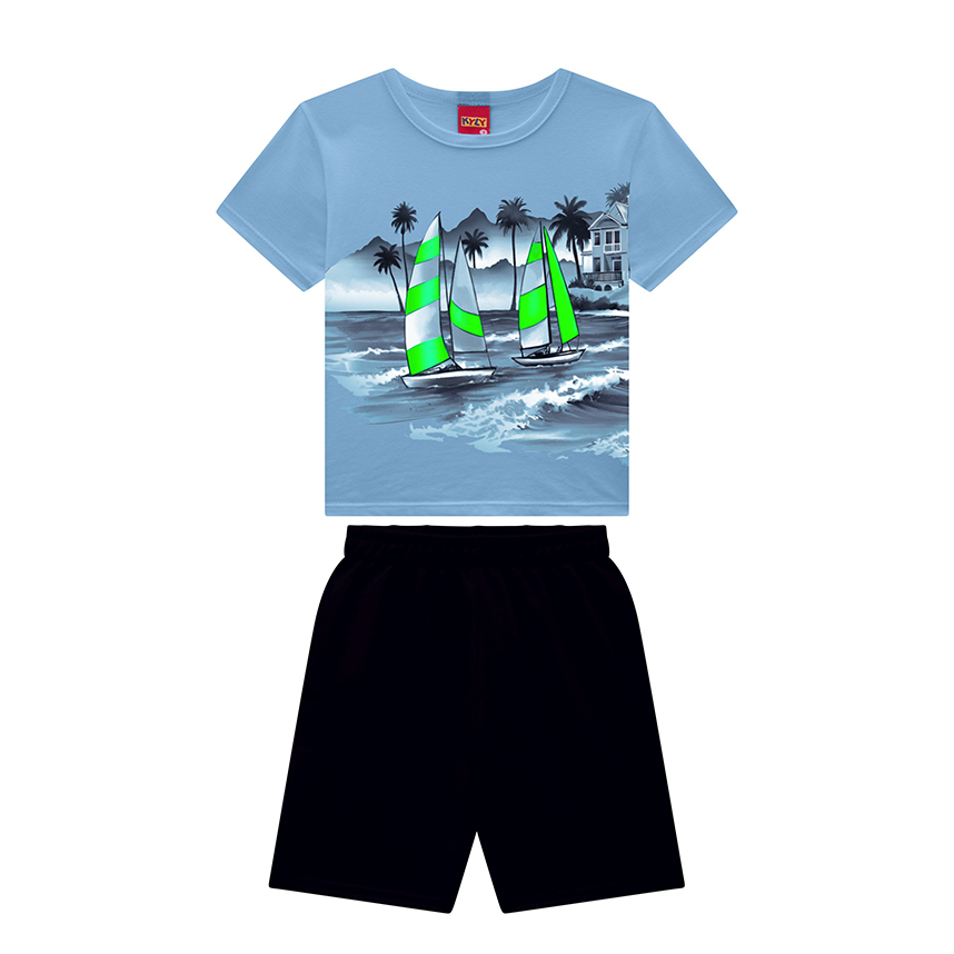 Conjunto Infantil Kyly Camiseta Estampada E Bermuda Conjunto Infantil Kyly Camiseta Estampada E Bermuda