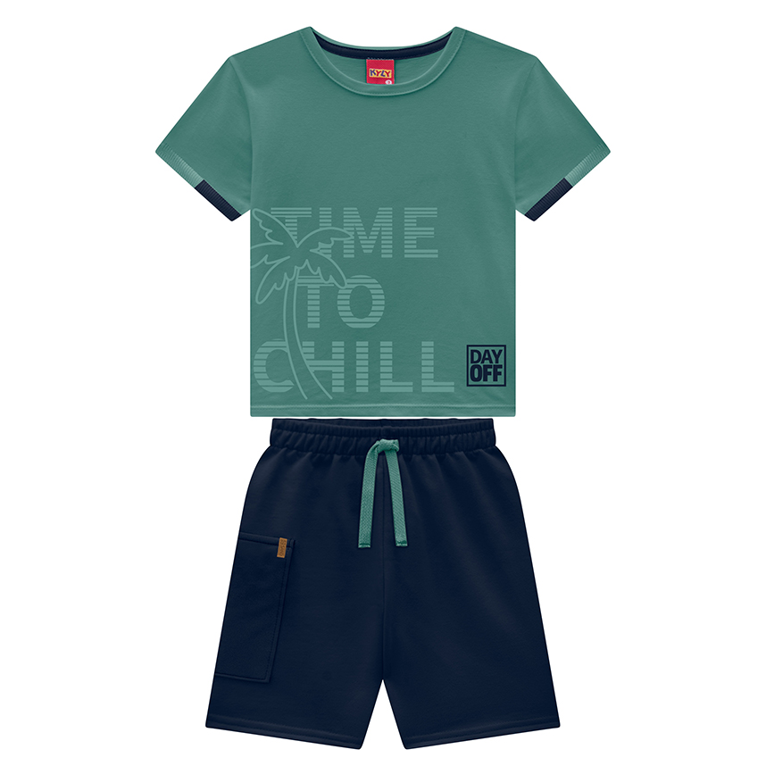 Conjunto Infantil Kyly Camiseta Estampada E Bermuda Conjunto Infantil Kyly Camiseta Estampada E Bermuda