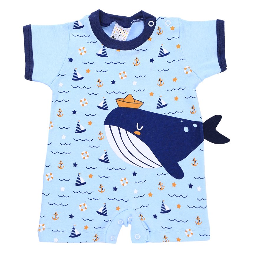 Macacão Curto Petutinha Bordado Navio Âncora