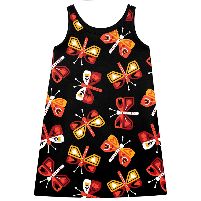 Vestido Juvenil Kyly Regata Estampa Borboletas Vestido Juvenil Kyly Regata Estampa Borboletas