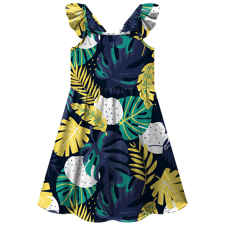 Vestido Juvenil Kyly Com Alça Estampa Folhas Vestido Juvenil Kyly Com Alça Estampa Folhas
