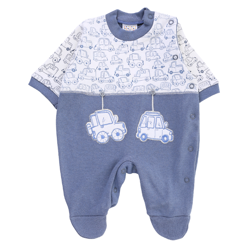 Macacão Bebê Longo Petutinha Estampa E Bordado Carros