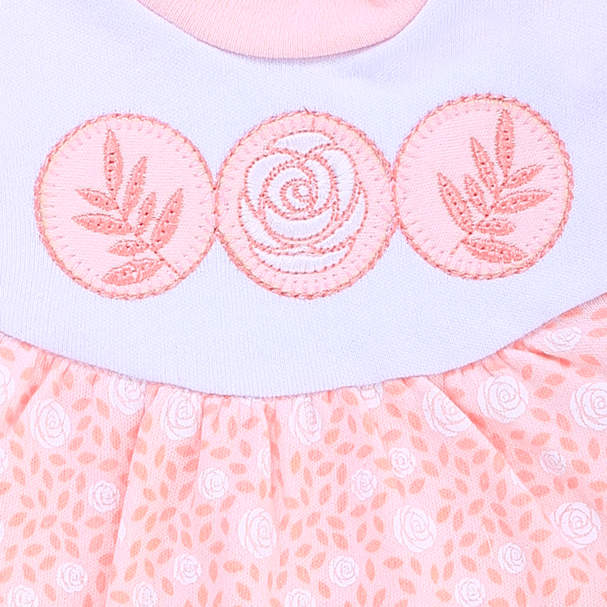 Macacão Bebê Longo Petutinha Estampa E Bordado Flor Macacão Bebê Longo Petutinha Estampa E Bordado Flor