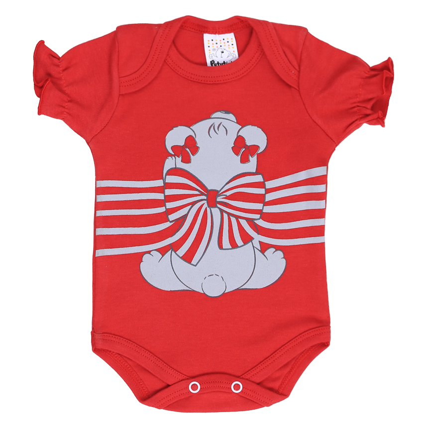 Kit Body Bebê Petutinha Manga Curta Ursa Laço 3 Peças Kit Body Bebê Petutinha Manga Curta Ursa Laço 3 Peças