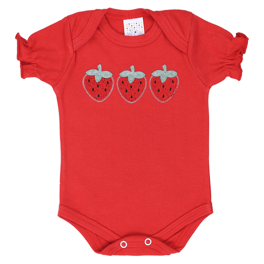 Kit Body Bebê Petutinha Estampa Morango E Strass 3 Peças Kit Body Bebê Petutinha Estampa Morango E Strass 3 Peças