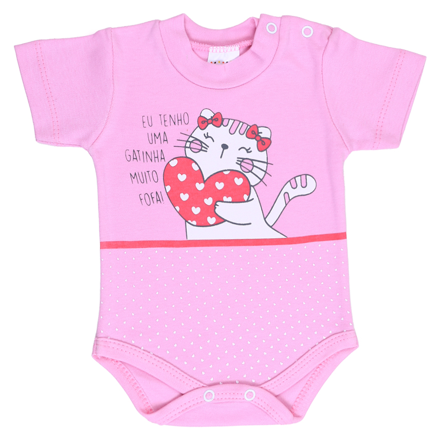 kit Body Bebê Petutinha Estampa Gato E Coração 3 Peças kit Body Bebê Petutinha Estampa Gato E Coração 3 Peças