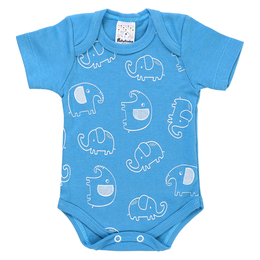 kit Body Bebê Petutinha Estampa Elefante 3 Peças