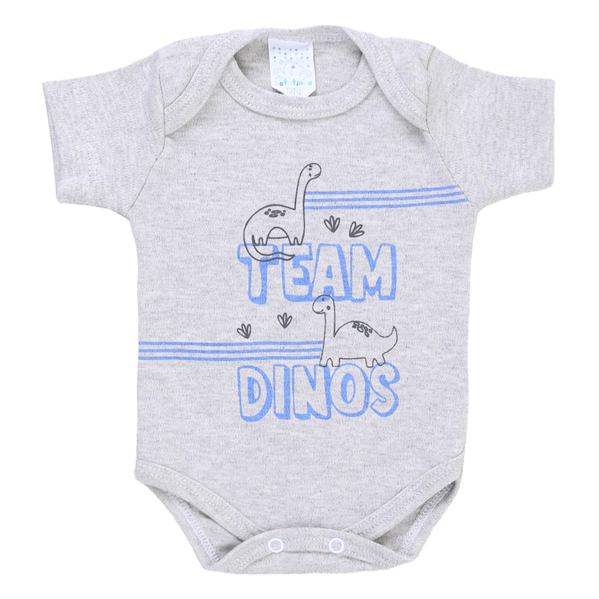 kit Body Bebê Petutinha Estampa Dinossauro 3 Peças