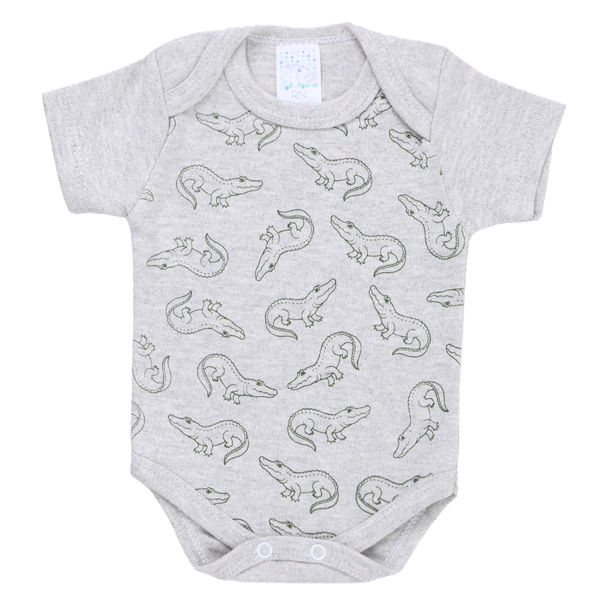 kit Body Bebê Petutinha Estampa Jacaré 3 Peças