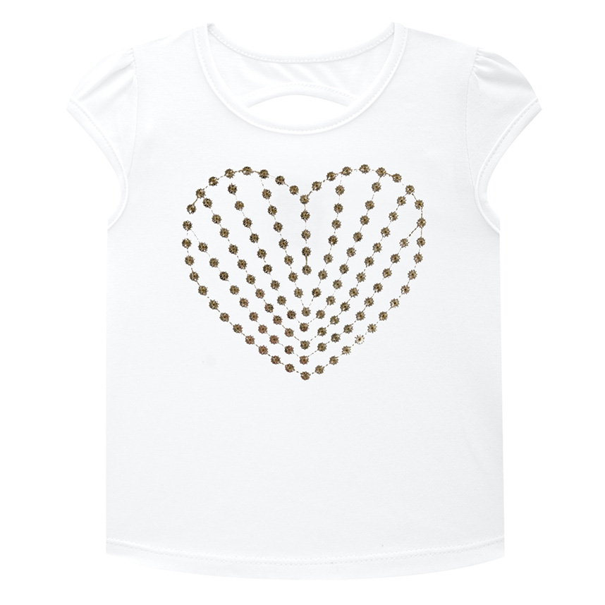 Blusa Infantil Kyly Meia Malha Estampa Coração E Lantejoula