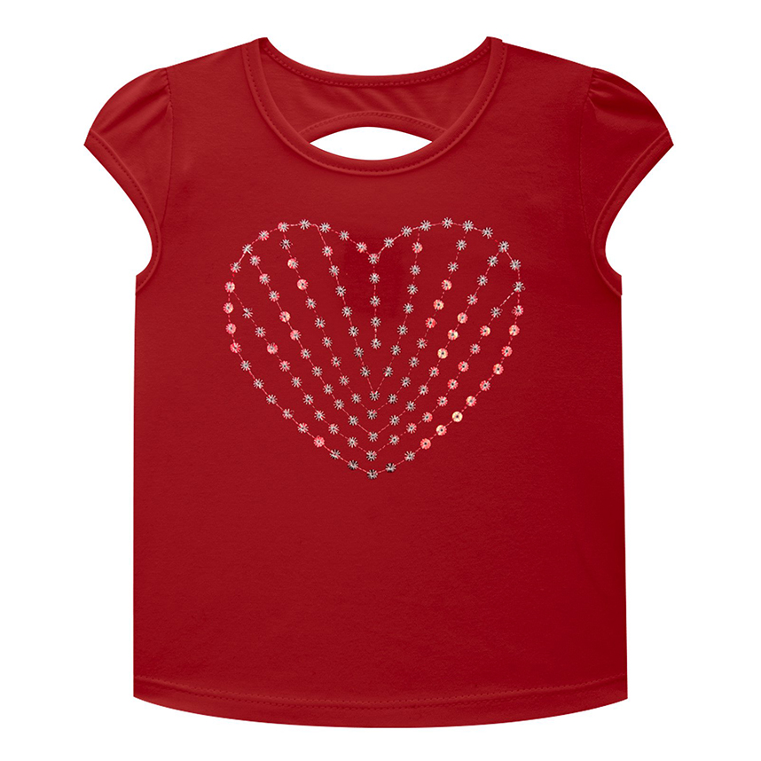 Blusa Infantil Kyly Meia Malha Estampa Coração E Lantejoula