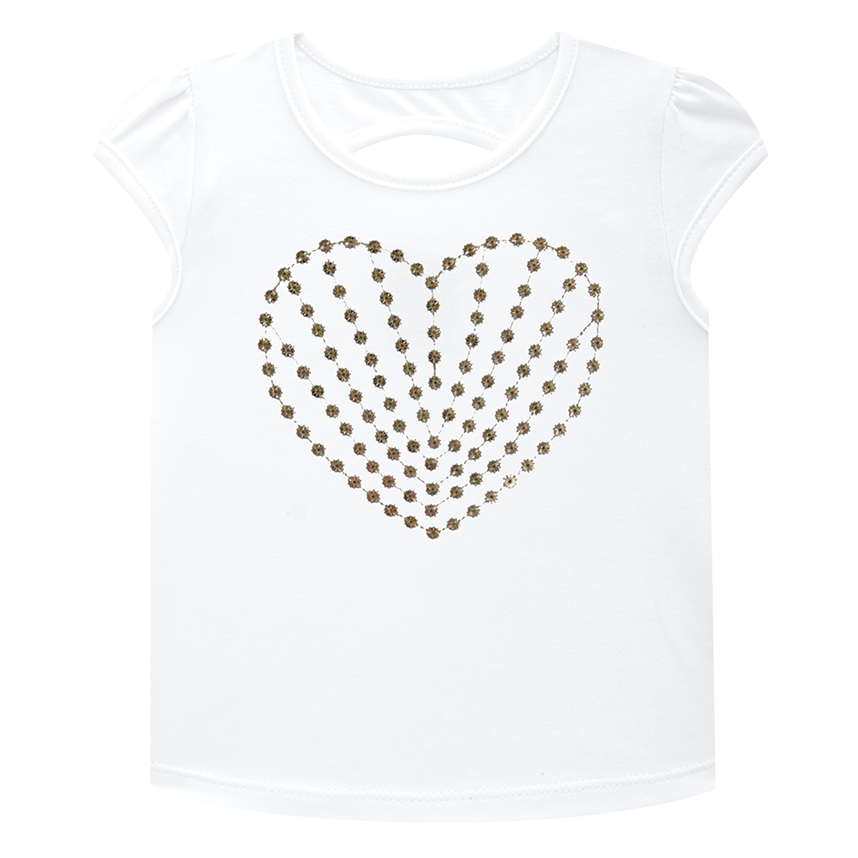 Blusa Infantil Kyly Meia Malha Estampa Coração E Lantejoula