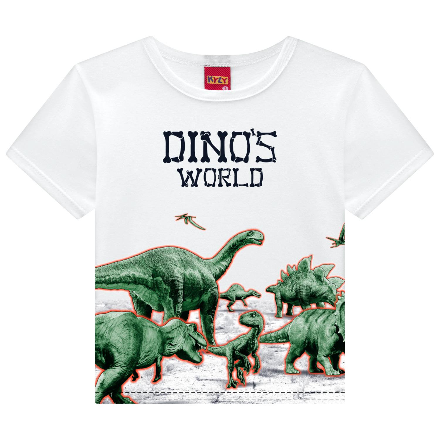 Camiseta Infantil Kyly Meia Malha Estampa Dinossauro Camiseta Infantil Kyly Meia Malha Estampa Dinossauro