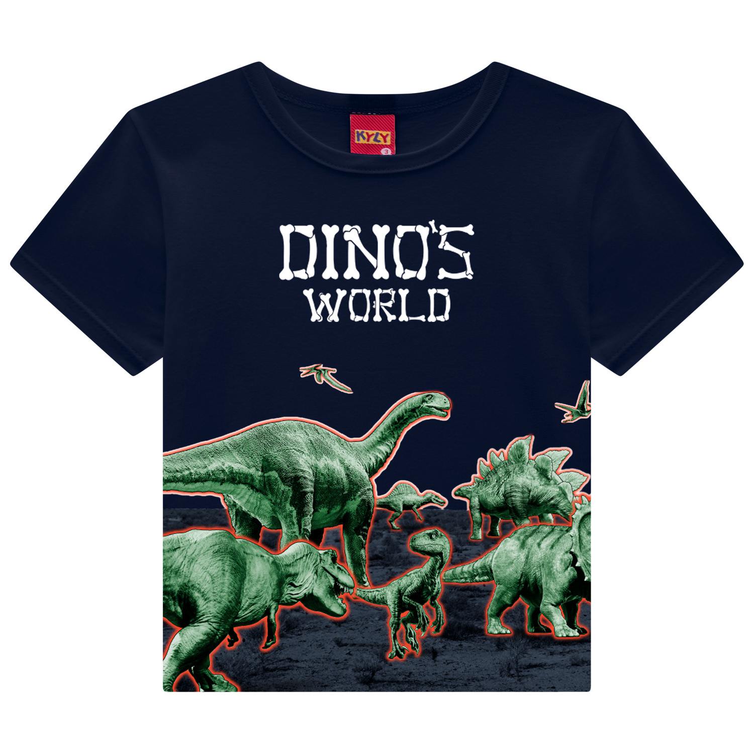 Camiseta Infantil Kyly Meia Malha Estampa Dinossauro Camiseta Infantil Kyly Meia Malha Estampa Dinossauro